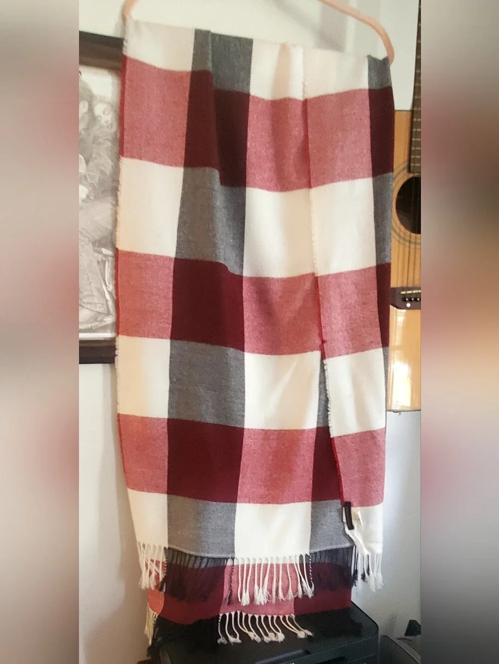 Banana Republic Red and White Striped Knit Scarf